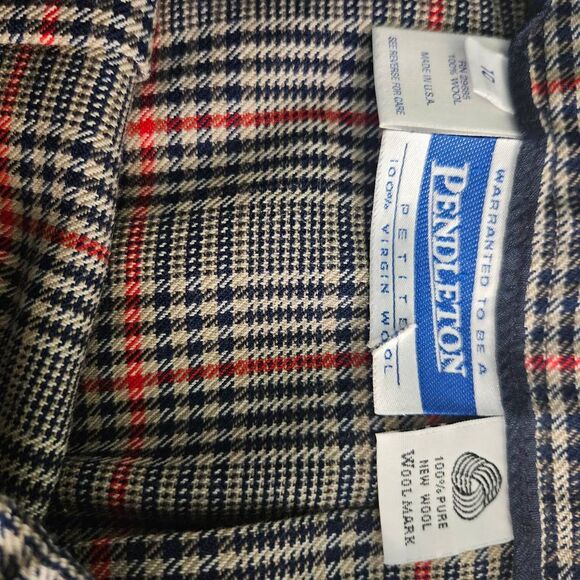 Pendleton vintage modest wool long skirt, navy, red, tan. Size 10 Petite. - Picture 3 of 4